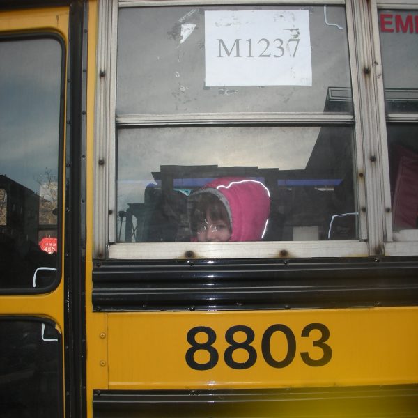 zoe in the yellow bus